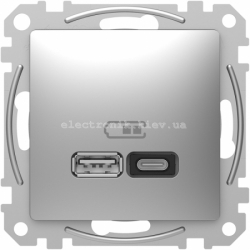 USB Розетка A+C 3A 45Вт колір алюмінію Sedna Design