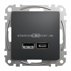 USB Розетка A+C 2,4A цвет черный Sedna Design