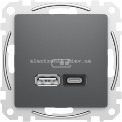 USB Розетка A+C 3A 45Вт колір графіт матовий Sedna Design