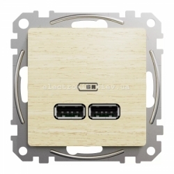 USB Розетка A+A 2,1A цвет Береза Sedna Elements