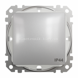 Одноклавишный Переключатель проходной IP44 цвет алюминий Sedna Design