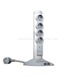 Мультимедийный удлинитель  4 гнезда с заземлением  2м 2хUSB 1хmicro USB бело-серый Legrand