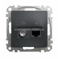 Розетка информационная + ТВ RJ45 CAT6 UTP -TV  цвет графит матовый Sedna Design