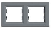Рамка Schneider (Шнайдер) Asfora Plus 2-постовая горизонтальная сталь