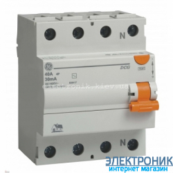 Дифференциальный выключатель трехфазный (УЗО) General Electric DCG425/030 4P, AC