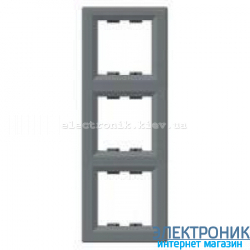 Рамка Schneider (Шнайдер) Asfora Plus 3-постовая вертикальная сталь