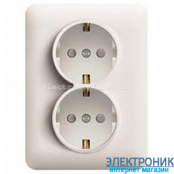 Розетка с заземлением 2-двойная  Hager Lumina2  слоновая белая