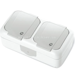 VIKO PALMIYE БЕЛЫЙ Розетка влагозащищенная горизонтальная двойная с заземлением