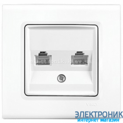 Розетка компьютерная двойная 2 X RJ45 Cat5e VIKO Linnera Белая